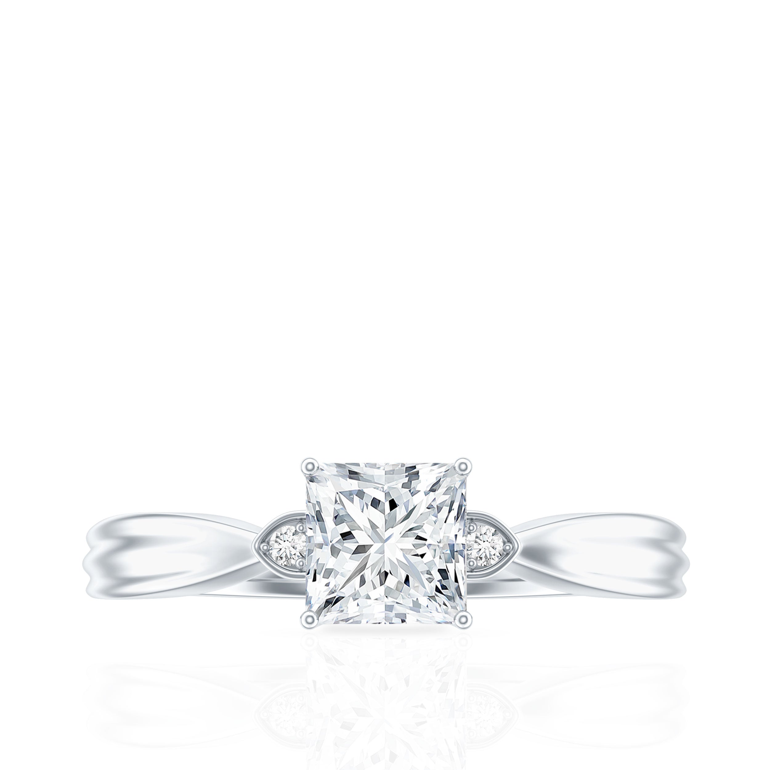 5 MM Princess Cut Lab Grown Diamond Solitaire Promise Ring Lab - ( EF-VS ) - Rosec Jewels
