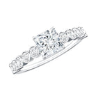 Lab Grown Diamond 5 MM Princess Cut Engagement Ring With Side Stones Lab - ( EF-VS ) - Rosec Jewels