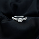Lab Grown Diamond 5 MM Princess Cut Engagement Ring With Side Stones Lab - ( EF-VS ) - Rosec Jewels
