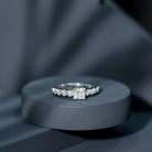 Lab Grown Diamond 5 MM Princess Cut Engagement Ring With Side Stones Lab - ( EF-VS ) - Rosec Jewels