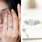Lab Grown Diamond 5 MM Princess Cut Engagement Ring With Side Stones Lab - ( EF-VS ) - Rosec Jewels