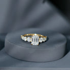 Rosec Jewels-Lab Grown Diamond 6X8 MM Emerald Cut Engagement Ring With Side Stones