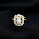 Certified 6X8 MM Oval Lab Grown Diamond Halo Engagement Ring Lab - ( EF-VS ) - Rosec Jewels