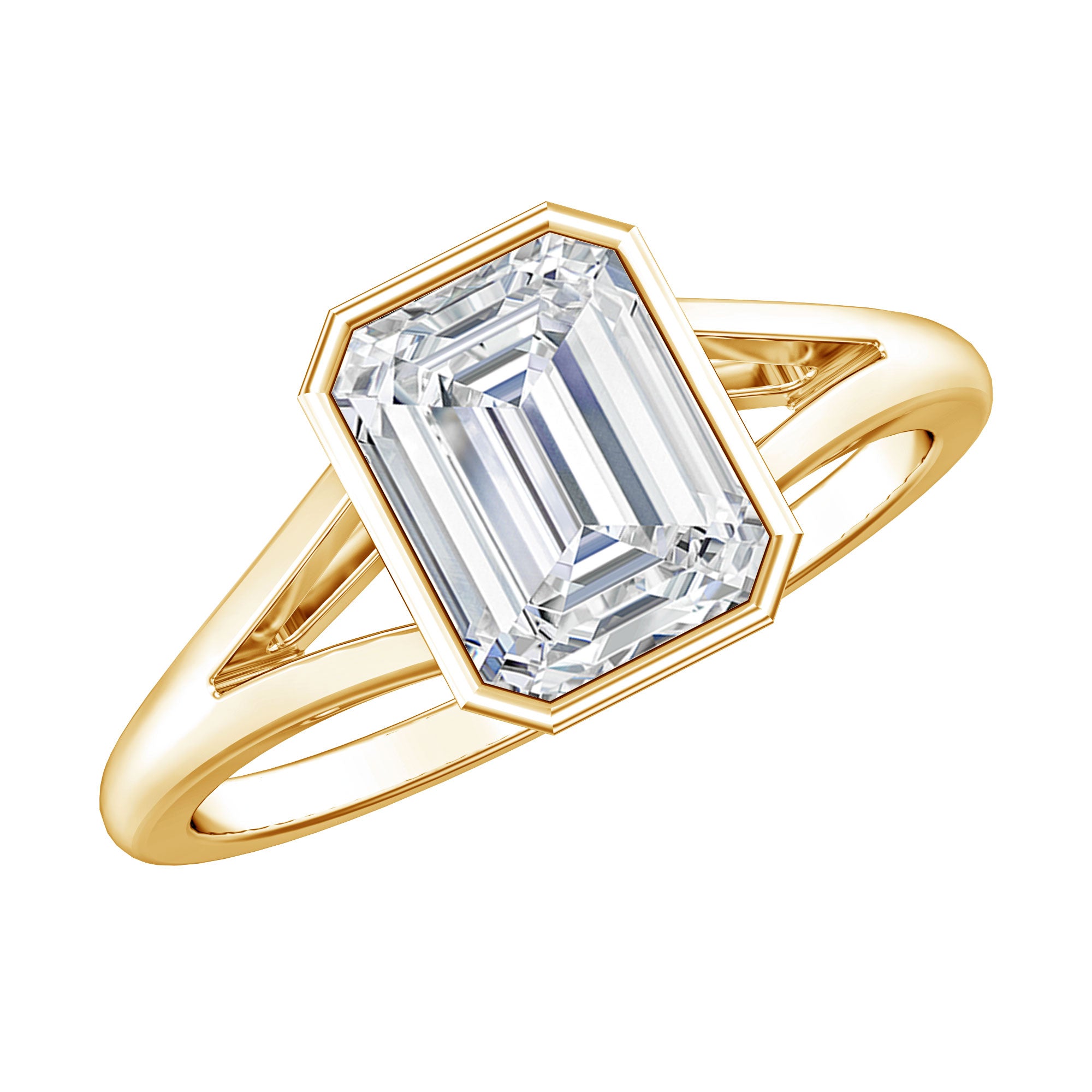 Certified Lab Grown Diamond 6X8 MM Emerald Cut Engagement Ring Lab - ( EF-VS ) - Rosec Jewels