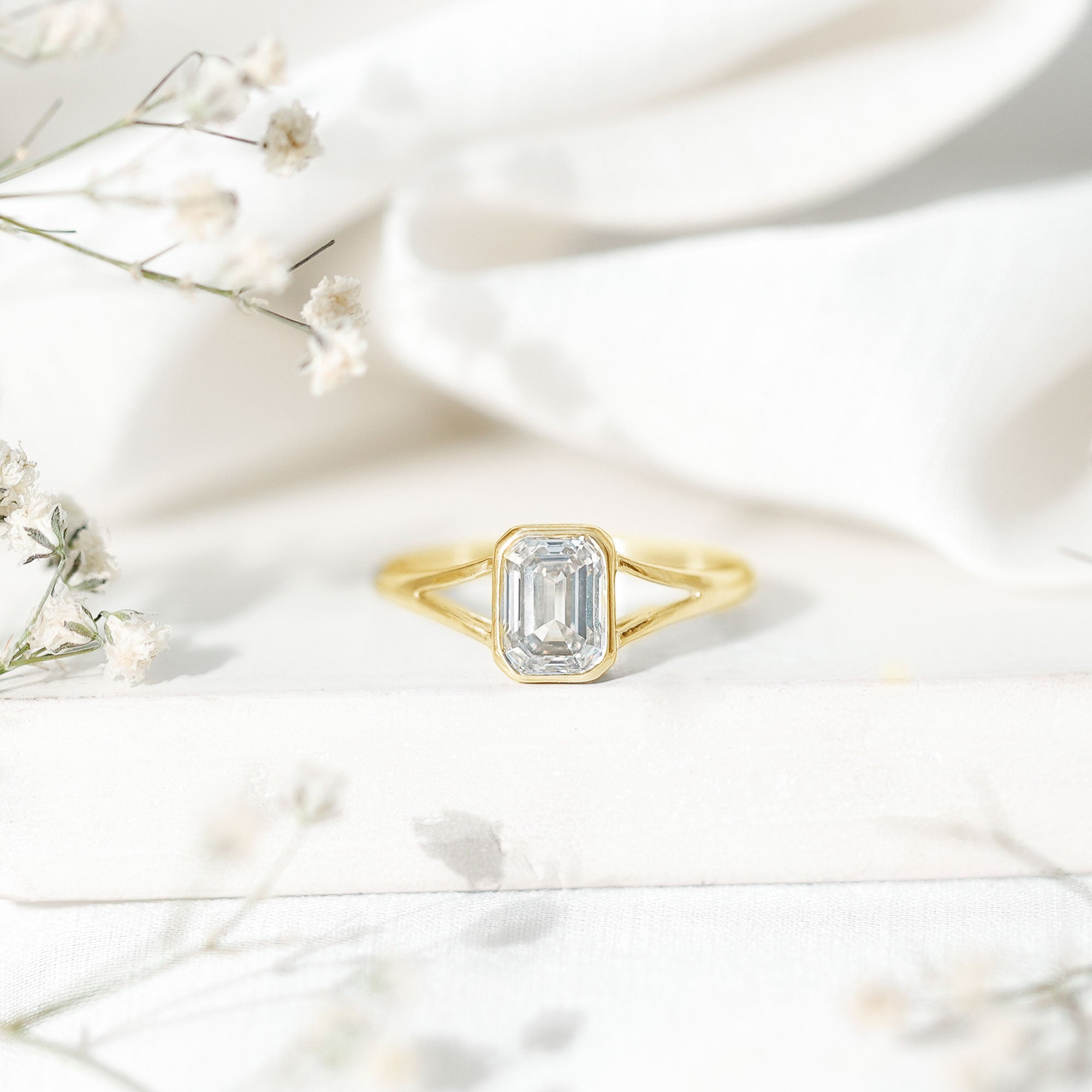 Certified Lab Grown Diamond 6X8 MM Emerald Cut Engagement Ring Lab - ( EF-VS ) - Rosec Jewels