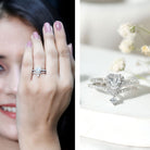 Certified 5 MM Lab Grown Diamond Heart Bridal Ring Set Lab - ( EF-VS ) - Rosec Jewels