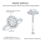 Lab Grown Diamond 6X8MM Oval Halo Engagement Ring With Side Stones Lab - ( EF-VS ) - Rosec Jewels