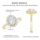 Lab Grown Diamond 6X8MM Oval Halo Engagement Ring With Side Stones Lab - ( EF-VS ) - Rosec Jewels