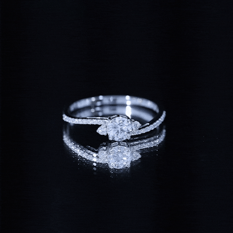 Lab Grown Diamond 6 MM Solitaire Engagement Ring With Side Stones Lab - ( EF-VS ) - Rosec Jewels