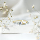 Lab Grown Diamond 6 MM Solitaire Engagement Ring With Side Stones Lab - ( EF-VS ) - Rosec Jewels