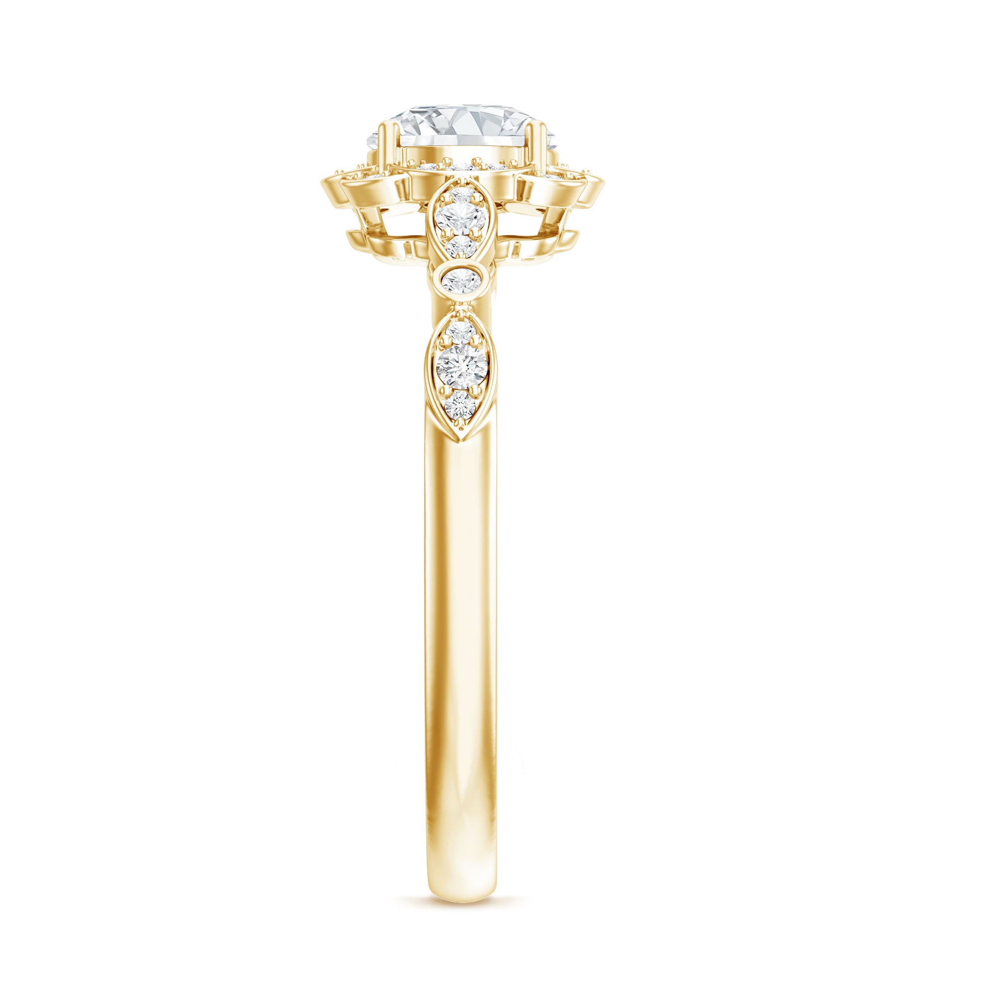 Certified 6MM Lab Grown Diamond Nature Engagement Ring Lab - ( EF-VS ) - Rosec Jewels