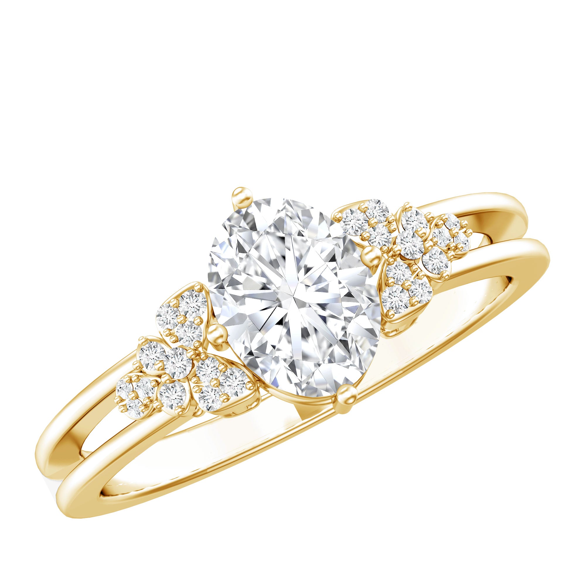 Certified 6X8MM Oval Lab Grown Diamond Designer Engagement Ring Lab - ( EF-VS ) - Rosec Jewels