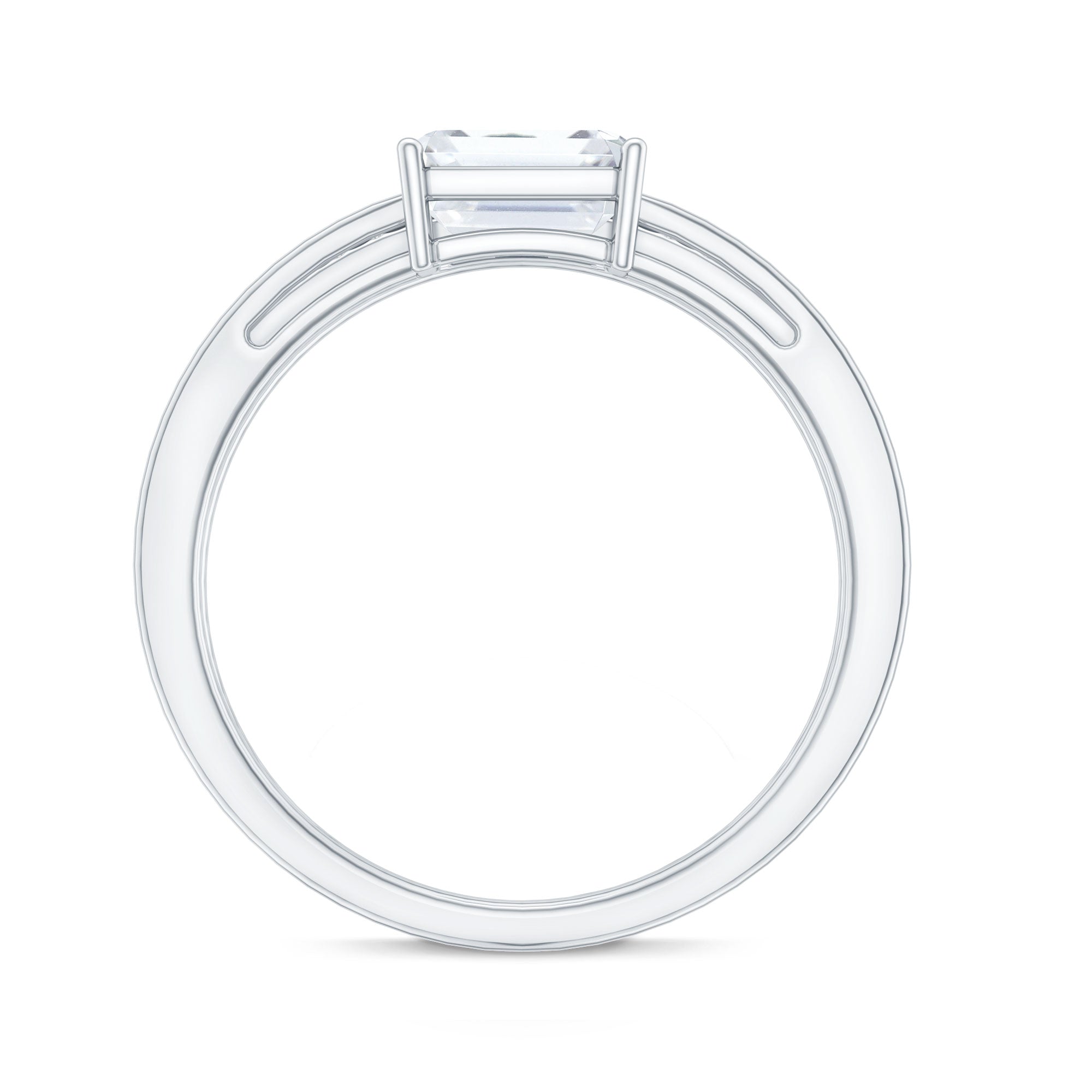 Rosec Jewels-Lab Grown Diamond 6X8MM Emerald Cut Engagement Ring With Diamond Studded Shank