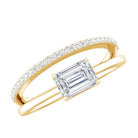 Rosec Jewels-Lab Grown Diamond 6X8MM Emerald Cut Engagement Ring With Diamond Studded Shank