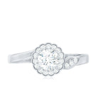 Certified 5 MM Lab Grown Diamond Floral Engagement Ring Lab - ( EF-VS ) - Rosec Jewels