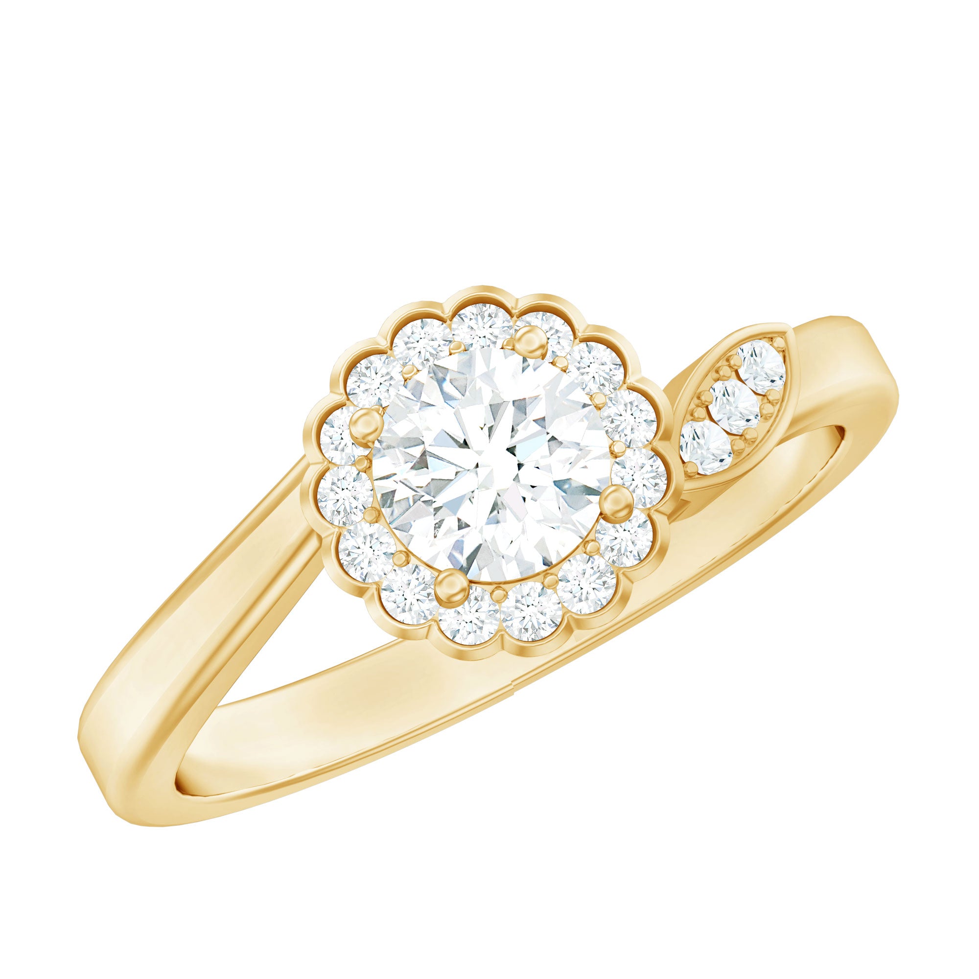 Certified 5 MM Lab Grown Diamond Floral Engagement Ring Lab - ( EF-VS ) - Rosec Jewels