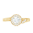 Certified 5 MM Lab Grown Diamond Floral Engagement Ring Lab - ( EF-VS ) - Rosec Jewels
