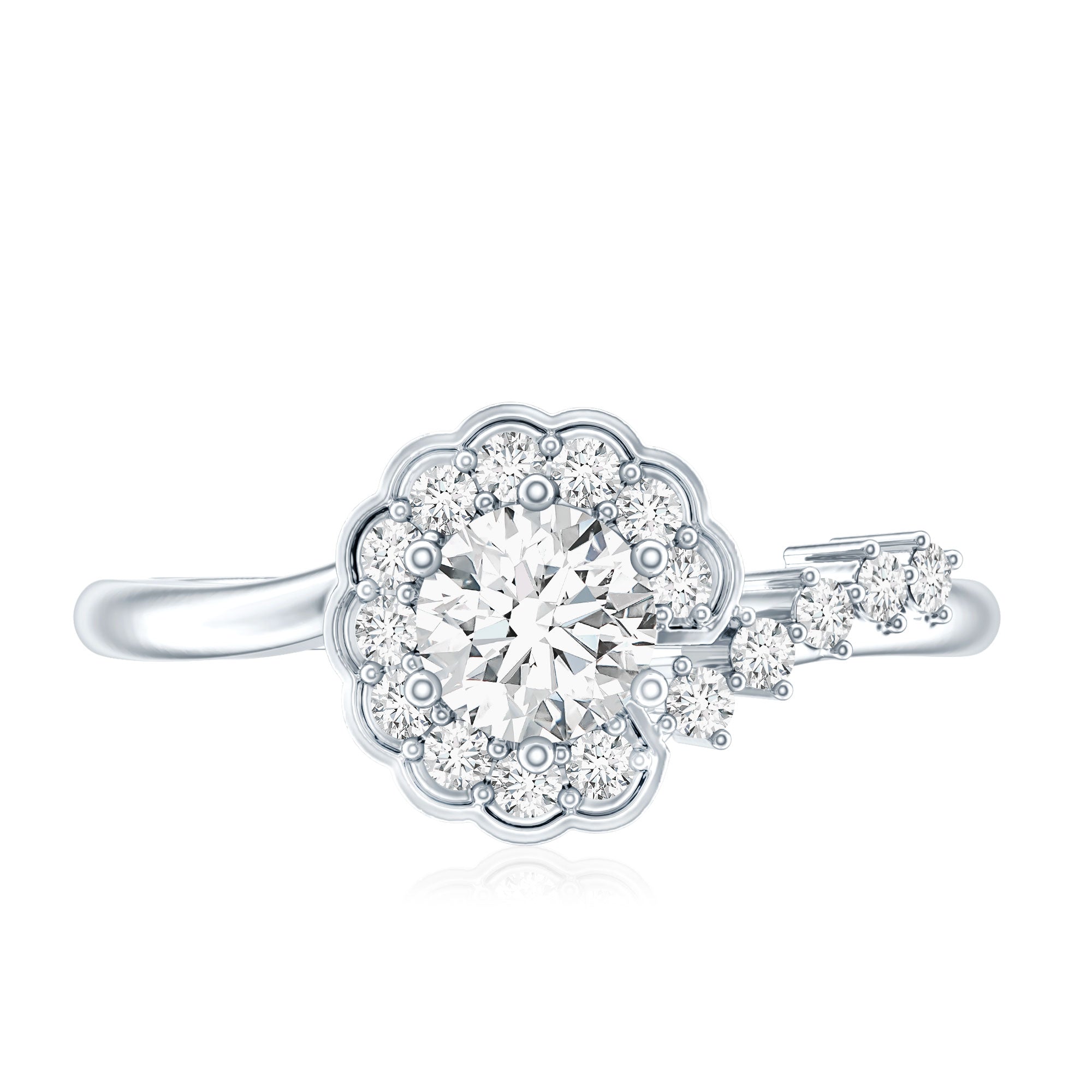 Certified 5 MM Lab Grown Diamond Nature Inspired Engagement Ring Lab - ( EF-VS ) - Rosec Jewels