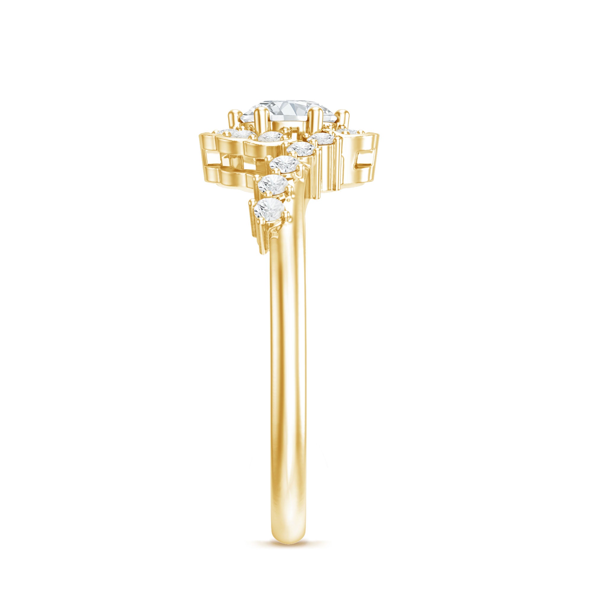 Certified 5 MM Lab Grown Diamond Nature Inspired Engagement Ring Lab - ( EF-VS ) - Rosec Jewels