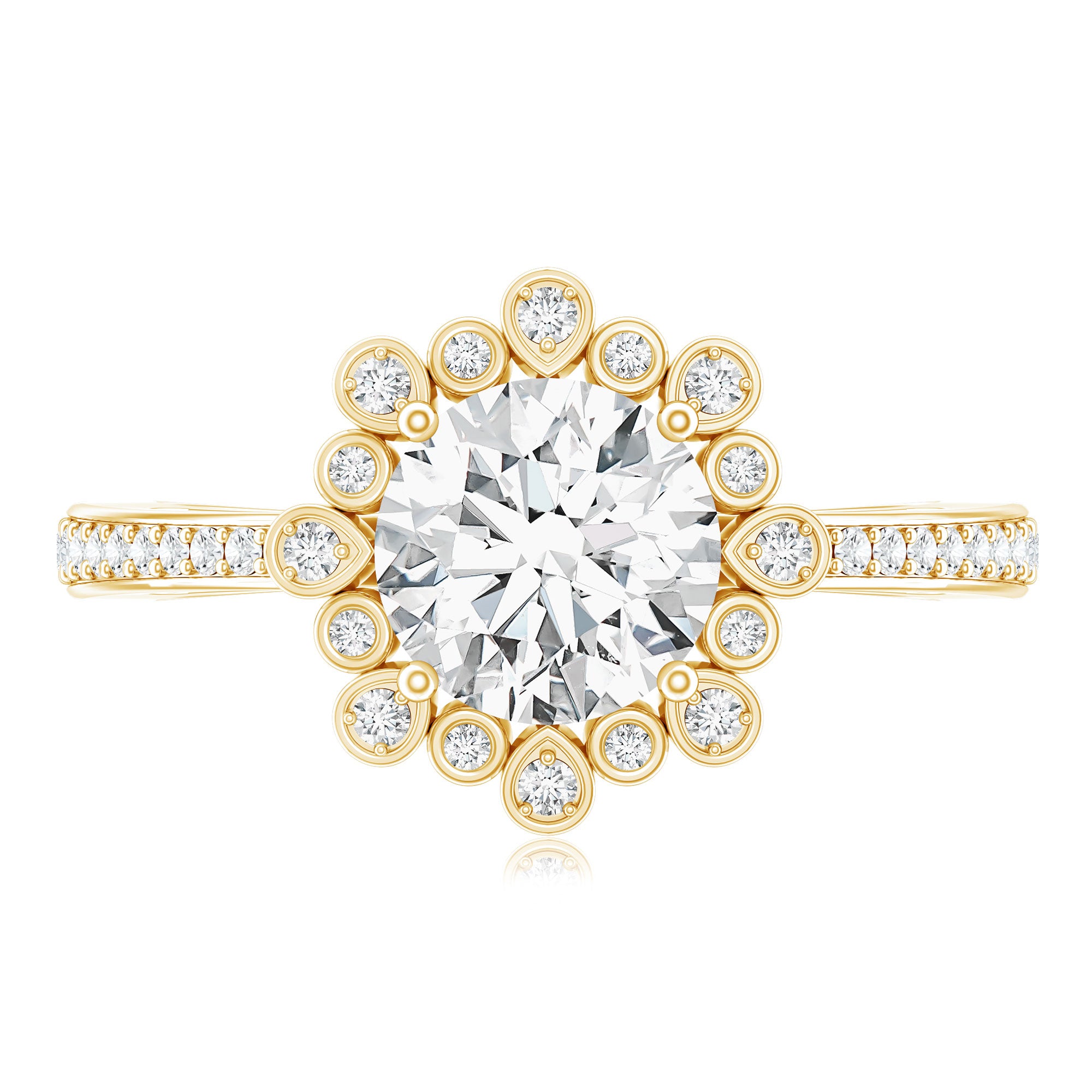 Rosec Jewels-Lab Grown Diamond 8 MM Circle Engagement Ring With Side Stones