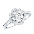 8 MM Lab Grown Diamond Vintage Engagement Ring With Diamond Studded Shank Lab - ( EF-VS ) - Rosec Jewels