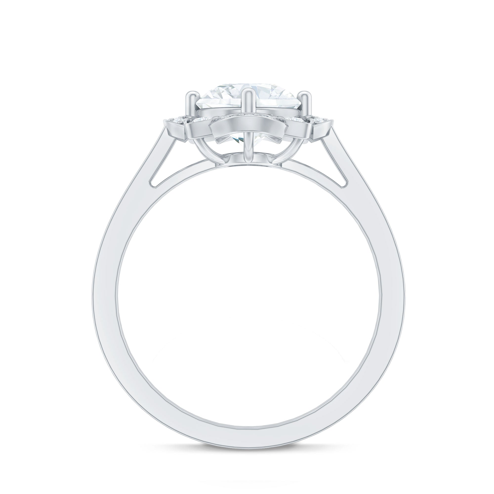 8 MM Lab Grown Diamond Vintage Engagement Ring With Diamond Studded Shank Lab - ( EF-VS ) - Rosec Jewels