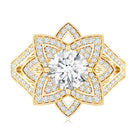 Lab Grown Diamond Art Deco Flower Engagement Ring Lab - ( EF-VS ) - Rosec Jewels
