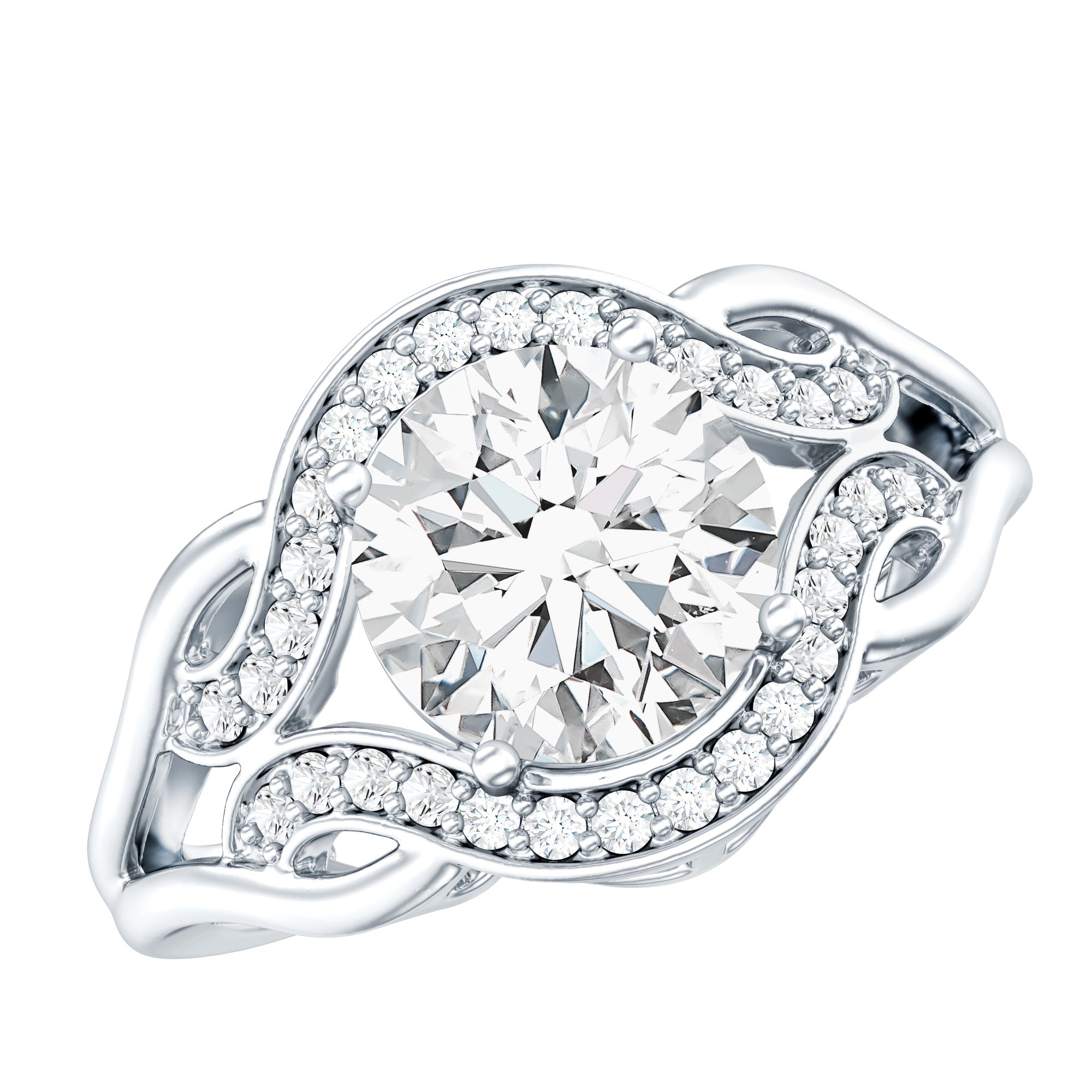 2 Carat Lab Grown Diamond Art Deco Engagement Ring Lab - ( EF-VS ) - Rosec Jewels