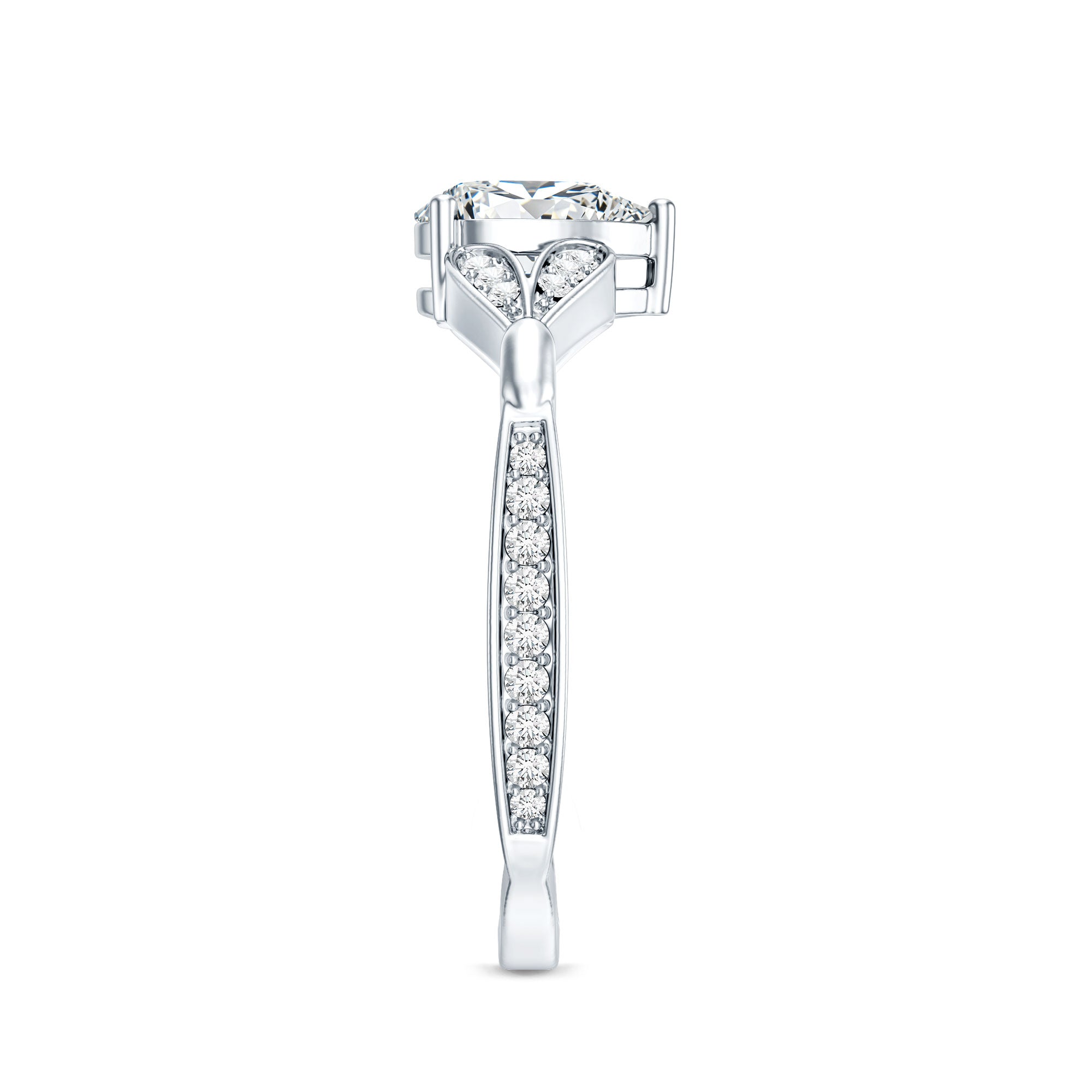 Lab Grown Diamond Teardrop Split Shank Engagement Ring Lab - ( EF-VS ) - Rosec Jewels