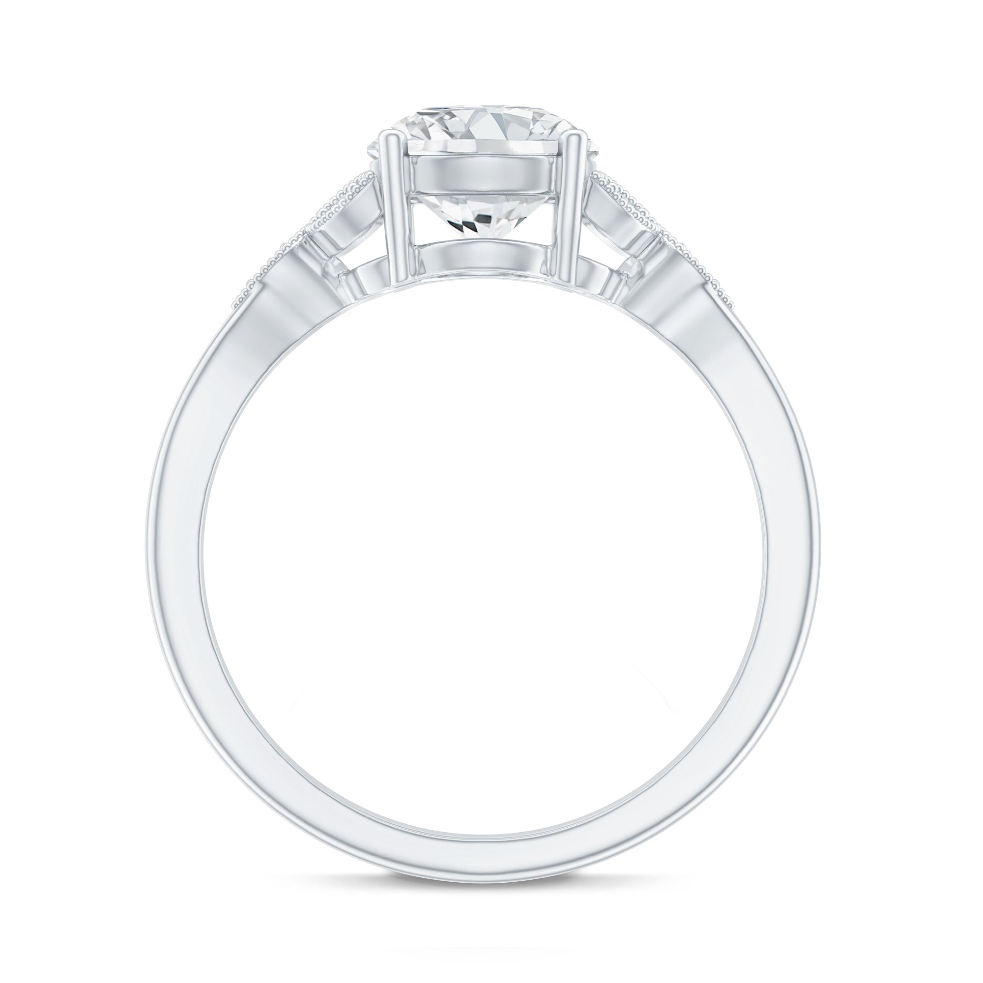 8 MM Round Lab Grown Diamond Vine Engagement Ring Lab - ( EF-VS ) - Rosec Jewels