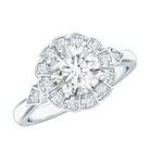 Certified 8 MM Lab Grown Diamond Flower Halo Engagement Ring Lab - ( EF-VS ) - Rosec Jewels