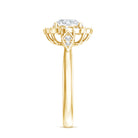 Certified 8 MM Lab Grown Diamond Flower Halo Engagement Ring Lab - ( EF-VS ) - Rosec Jewels