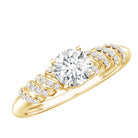 6 MM Lab Grown Diamond Designer Engagement Ring With Side Stones Lab - ( EF-VS ) - Rosec Jewels