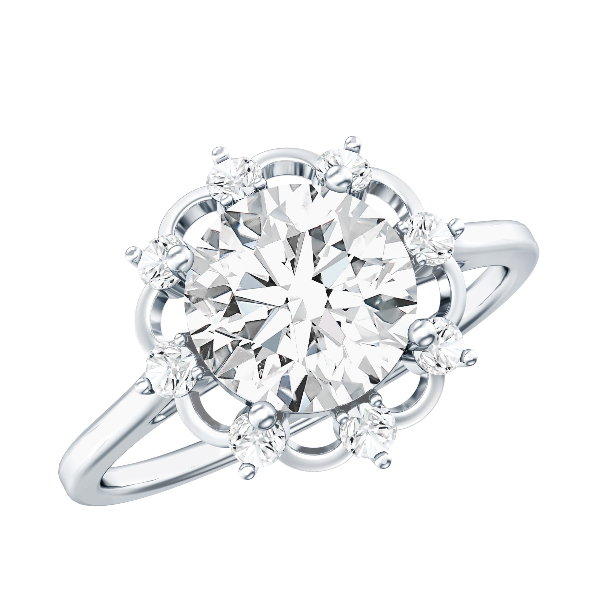 8 MM Lab Grown Diamond Statement Engagement Ring Lab - ( EF-VS ) - Rosec Jewels