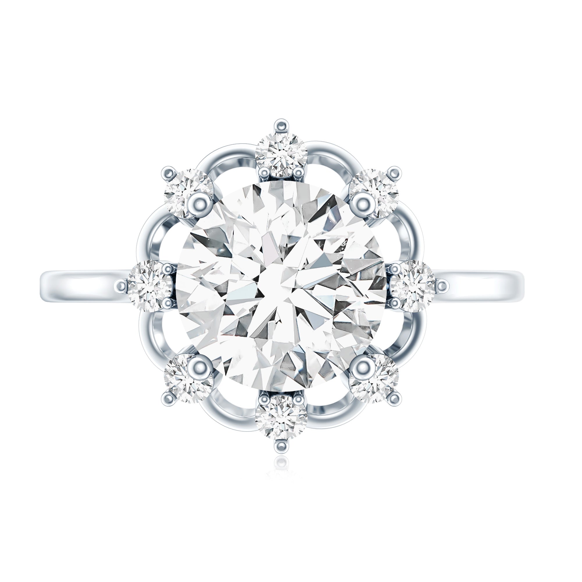 8 MM Lab Grown Diamond Statement Engagement Ring Lab - ( EF-VS ) - Rosec Jewels