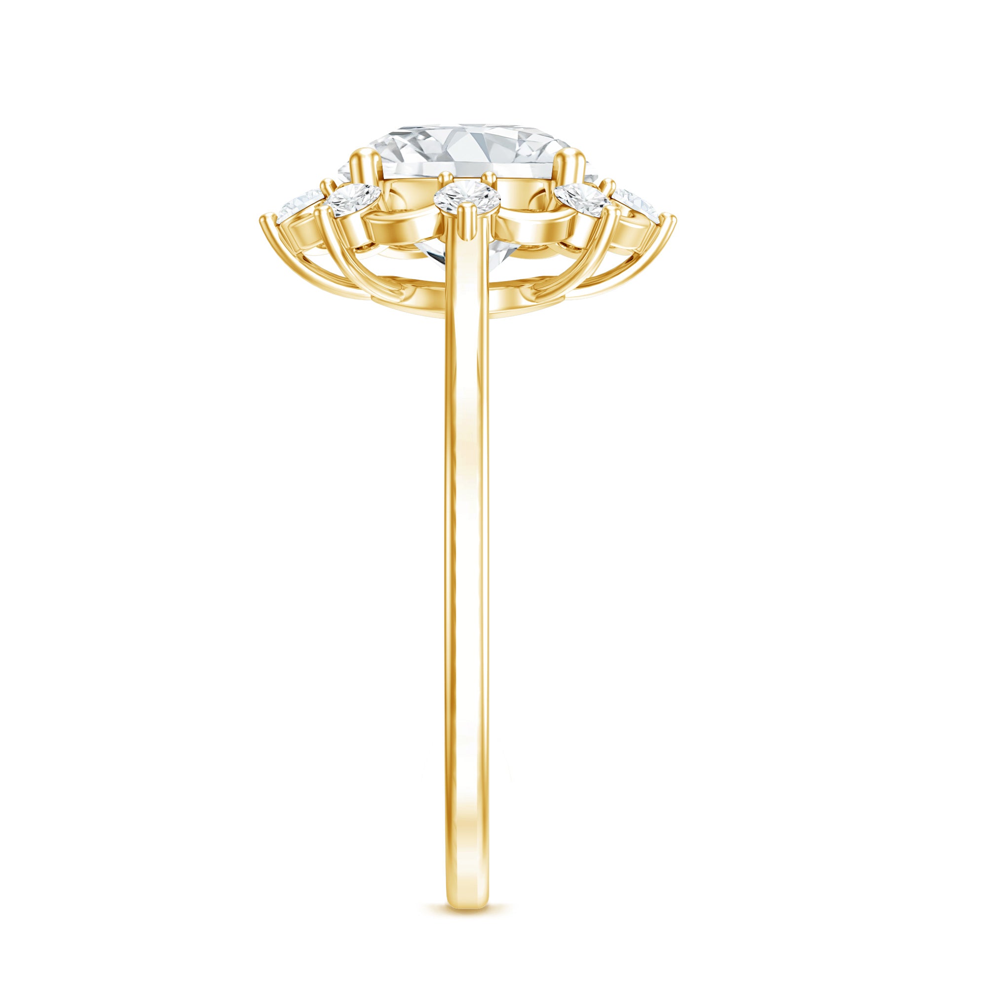 8 MM Lab Grown Diamond Statement Engagement Ring Lab - ( EF-VS ) - Rosec Jewels