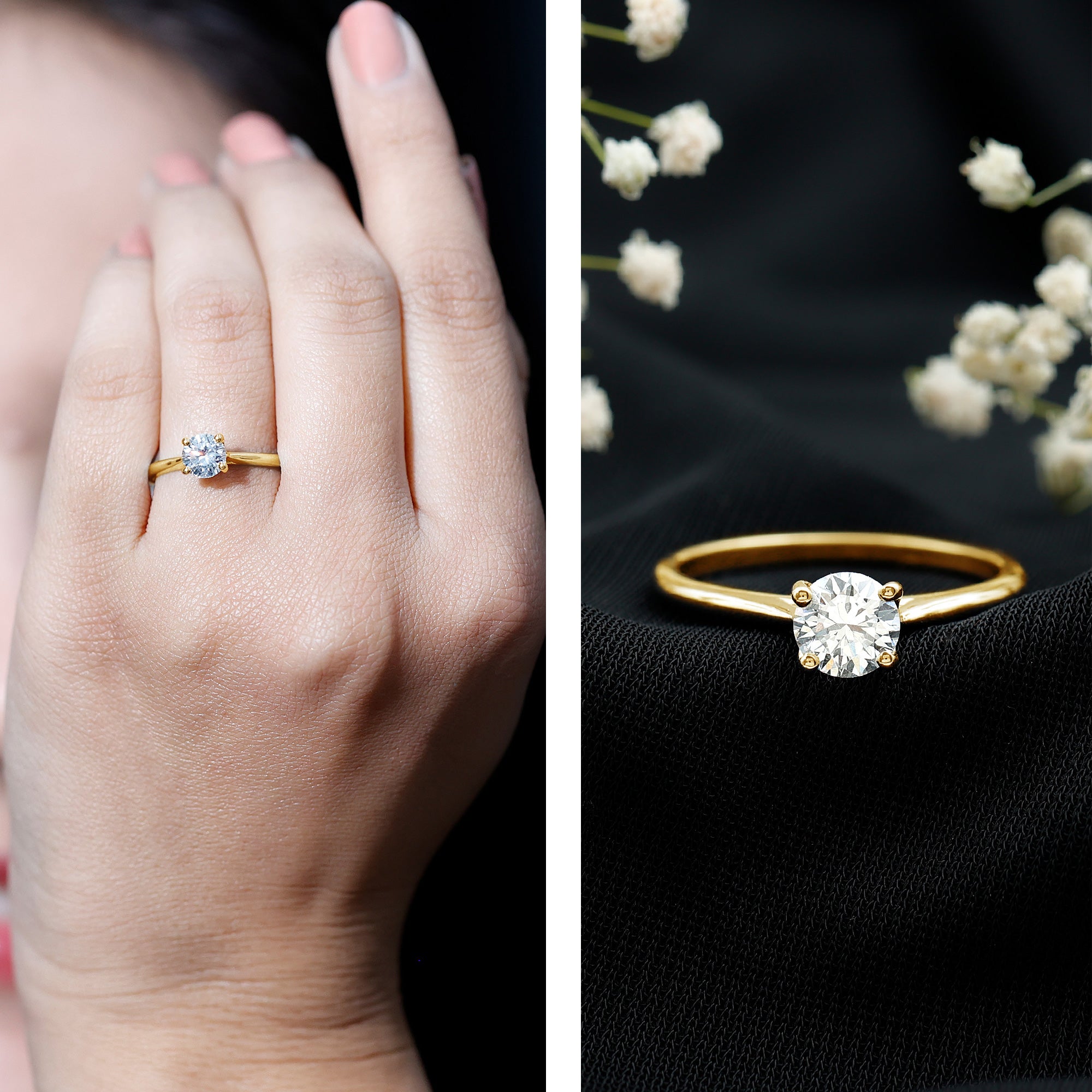 Certified Lab Grown Diamond 6 MM Circle Engagement Ring Lab - ( EF-VS ) - Rosec Jewels
