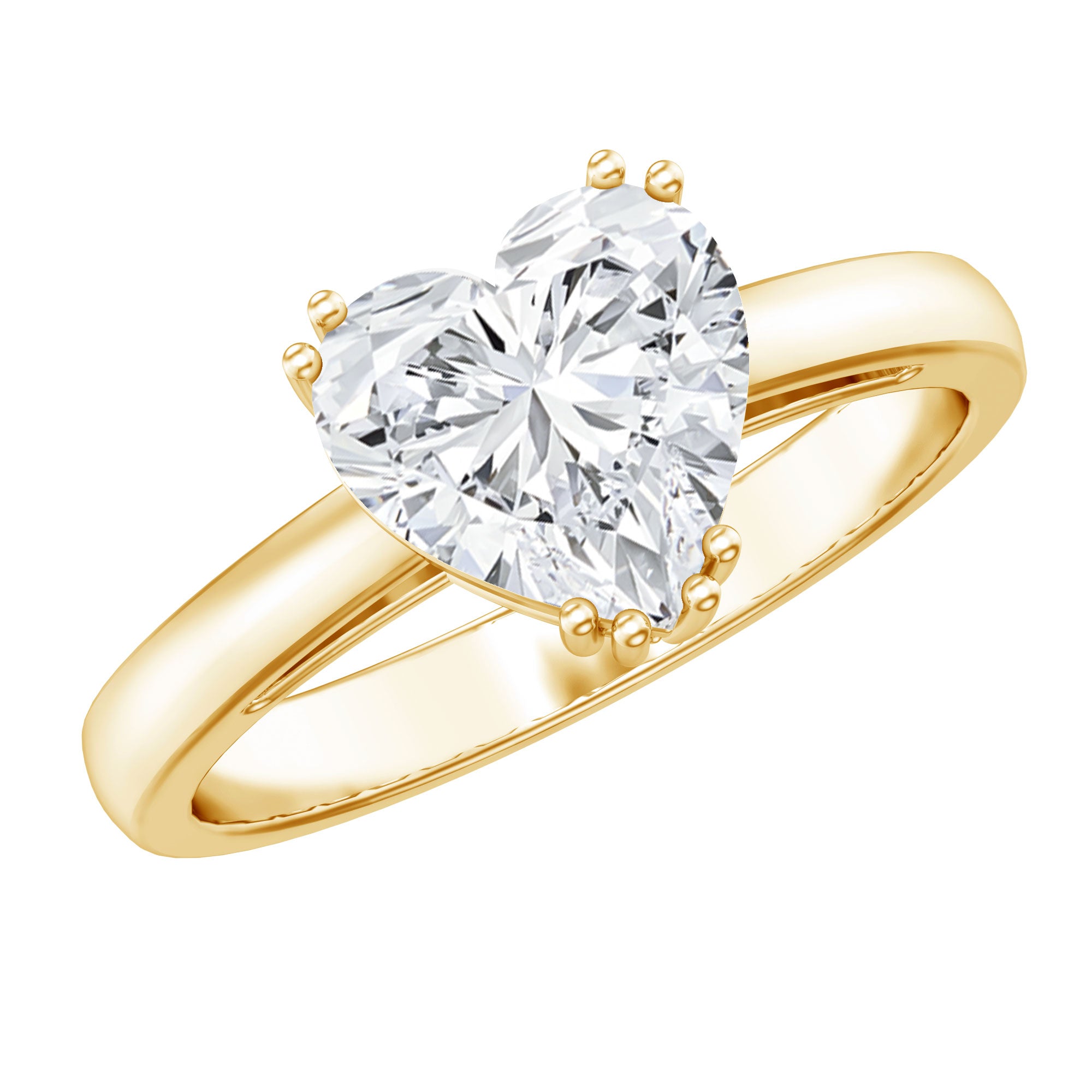 Certified Lab Grown Diamond Heart Engagement Ring 8 MM with Double Prong Lab - ( EF-VS ) - Rosec Jewels