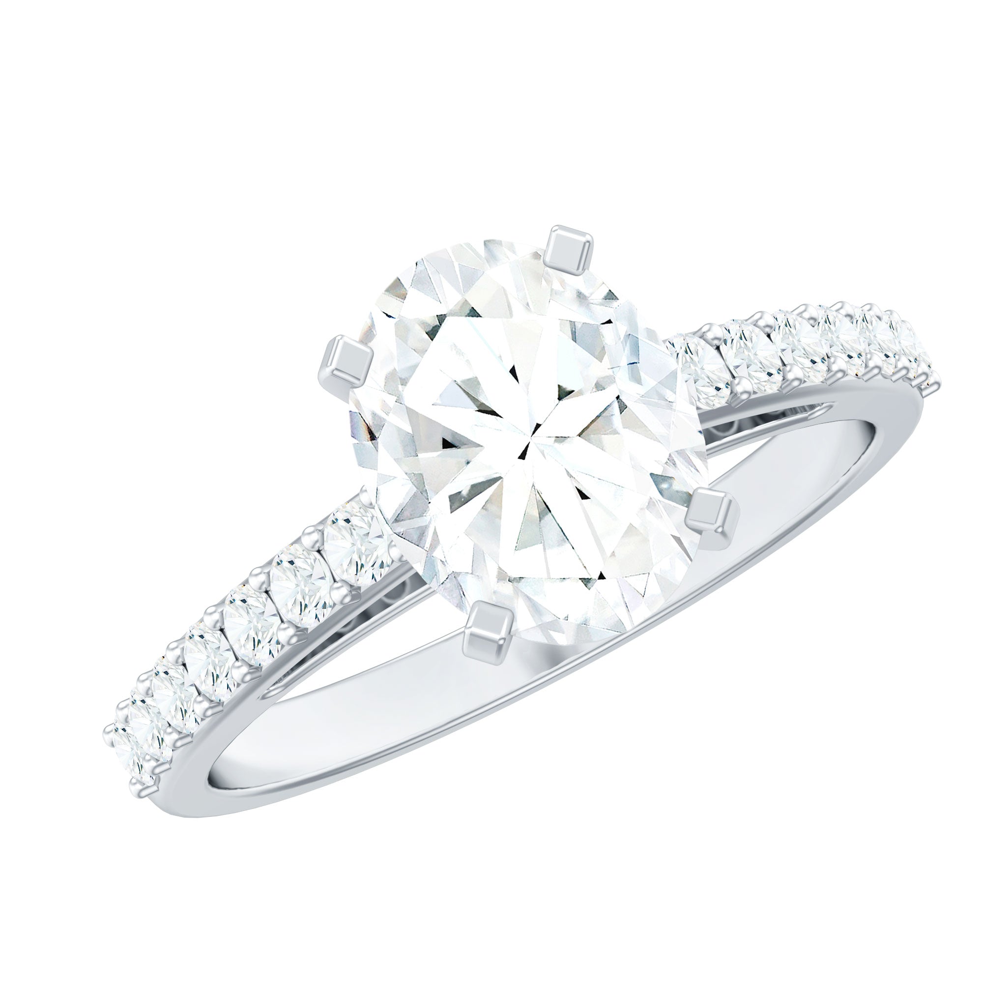 Certified Lab Grown Diamond 2 Carat Engagement Ring With Side Stones