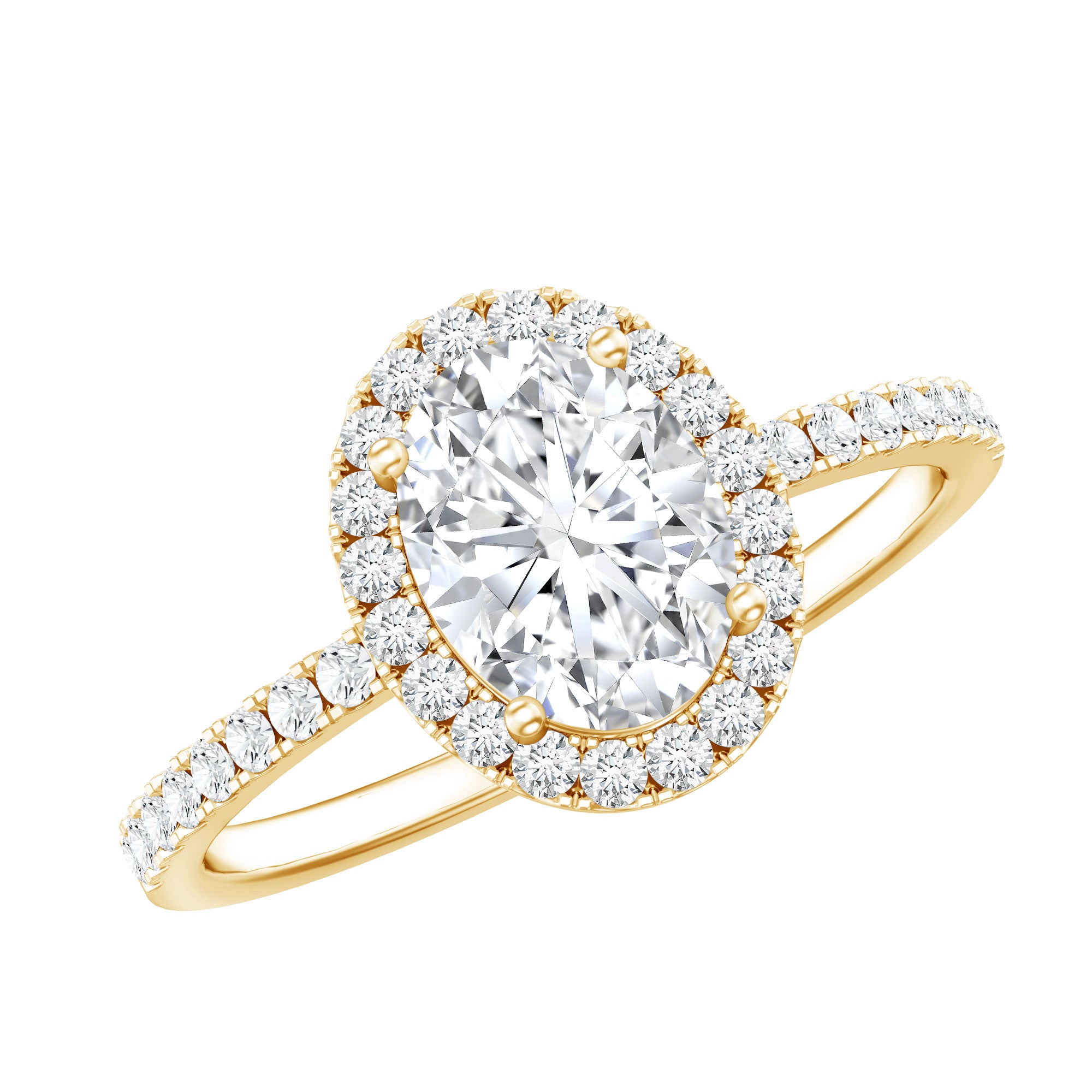 Rosec Jewels-Certified Lab Grown Diamond 6X8 MM Oval Engagement Ring With Side Stones