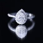 Certified Lab Grown Diamond Pear Halo Engagement Ring Lab - ( EF-VS ) - Rosec Jewels