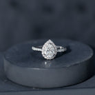 Certified Lab Grown Diamond Pear Halo Engagement Ring Lab - ( EF-VS ) - Rosec Jewels