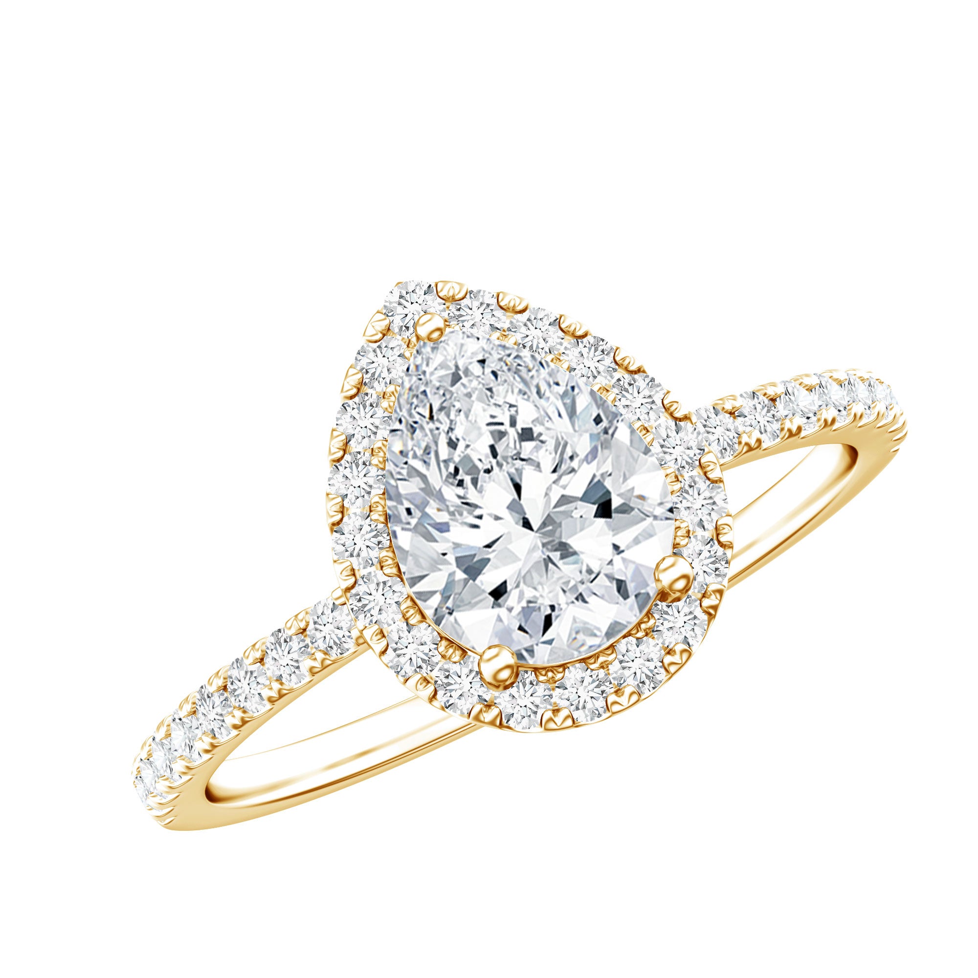 Certified Lab Grown Diamond Pear Halo Engagement Ring Lab - ( EF-VS ) - Rosec Jewels