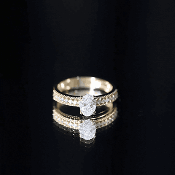 Certified 5X7 MM Oval Lab Grown Diamond Vintage Inspired Engagement Ring Lab - ( EF-VS ) - Rosec Jewels