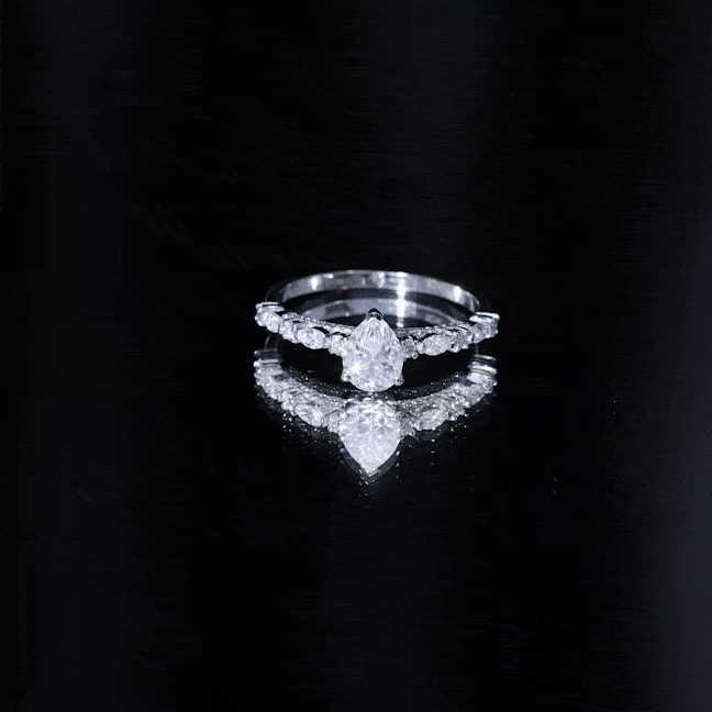 Certified Lab Grown Diamond 6X8 MM Pear Shaped Engagement Ring Lab - ( EF-VS ) - Rosec Jewels