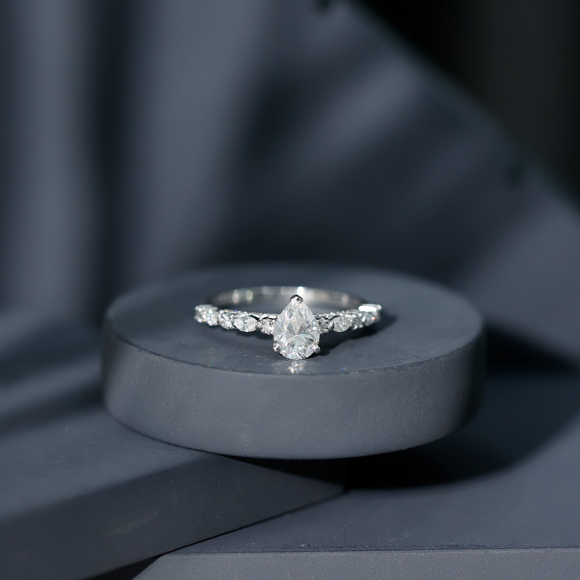 Certified Lab Grown Diamond 6X8 MM Pear Shaped Engagement Ring Lab - ( EF-VS ) - Rosec Jewels