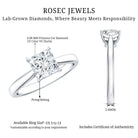 6 MM Princess Cut Lab Grown Diamond Solitaire Engagement Ring For Women Lab - ( EF-VS ) - Rosec Jewels