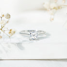 6 MM Princess Cut Lab Grown Diamond Solitaire Engagement Ring For Women Lab - ( EF-VS ) - Rosec Jewels