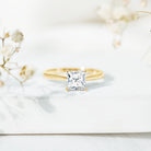 6 MM Princess Cut Lab Grown Diamond Solitaire Engagement Ring For Women Lab - ( EF-VS ) - Rosec Jewels