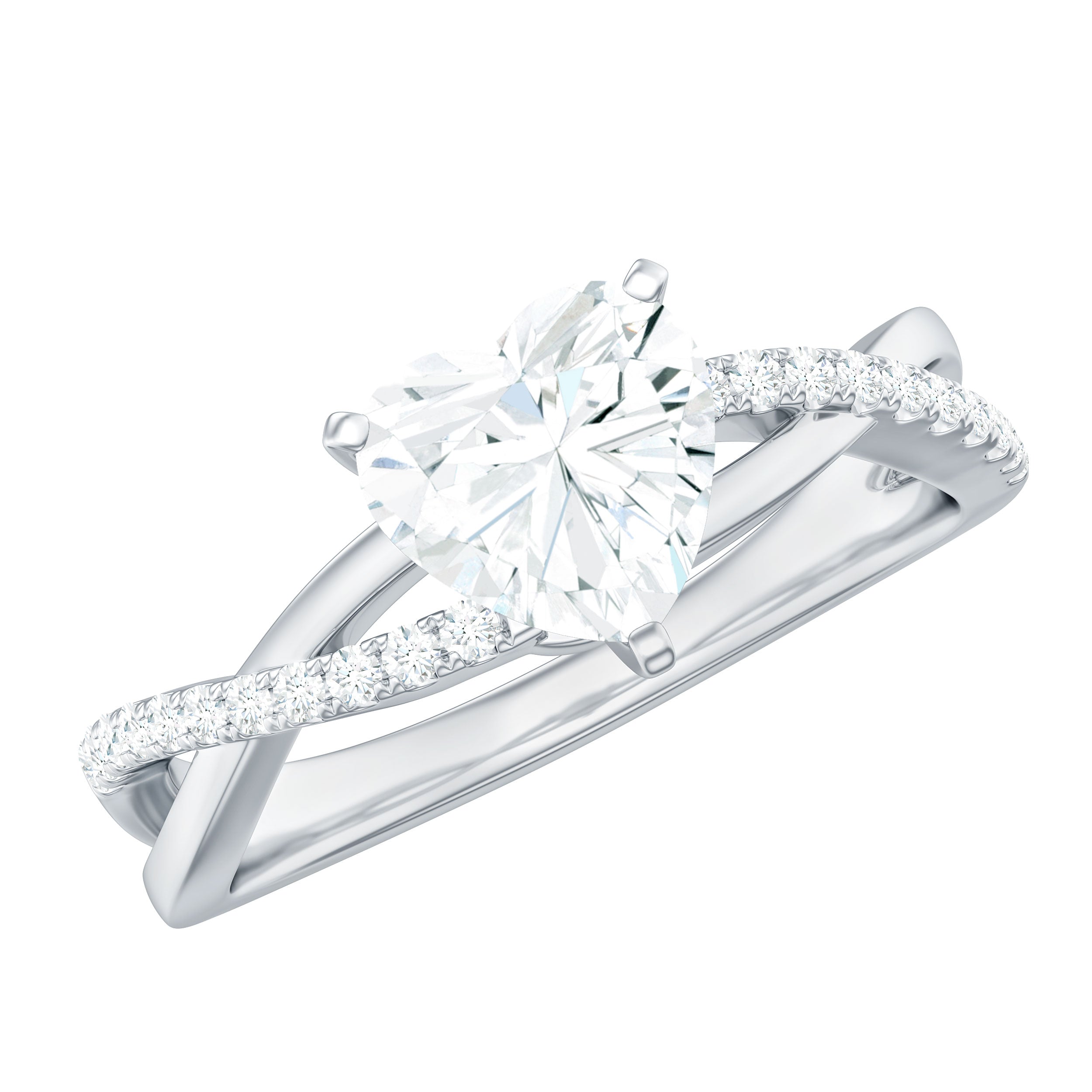 Rosec Jewels-Criss Cross Lab Grown Diamond Heart Engagement Ring
